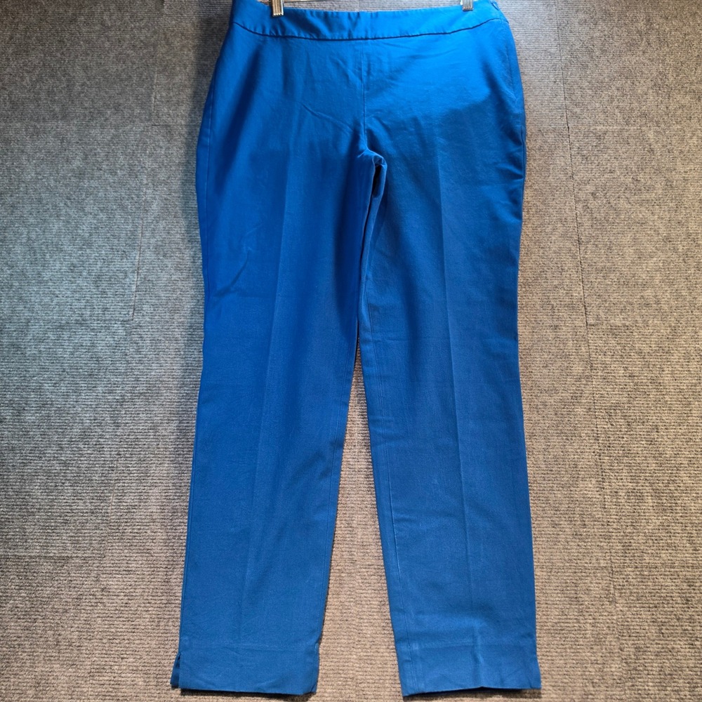 Talbots Chatham Ankle Pants Women 10 Blue Good Cotton Blend Side Zip Slim